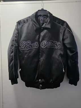 L ouis V uitton Men's Black Satin Bomber Jacket